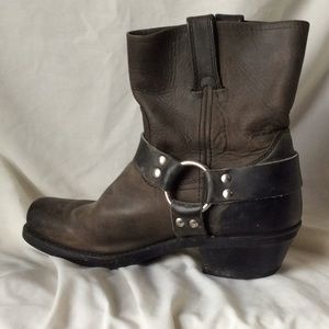 Gray Frye boots with buckle-lower calf height